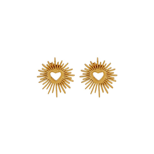 Blakely Rhode Heart Shaped Spiked Stud Earrings Gold